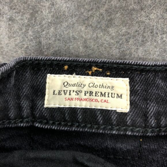 Levi’s- Premium Ribcage Shorts Black High Rise Cut Off Frayed Hem Faded - Picture 5 of 12